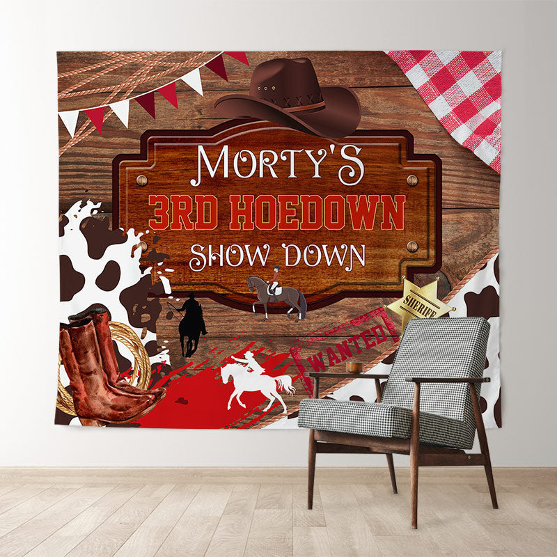 Lofaris Custom Hoedown Rodeo Cowboy 3rd Birthday Backdrop