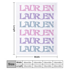 Lofaris Personalized Repeat Name Colorful White Blanket
