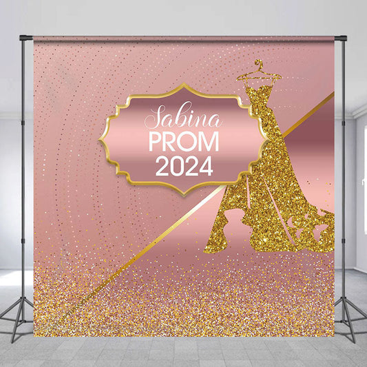 Lofaris Personalized Rose Gold Dress Girl Backdrop for Prom