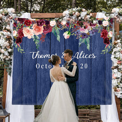 Lofaris Personalized Royal Blue Floral Wedding Backdrop for Reception