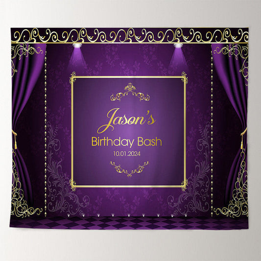 Lofaris Personalized Royal Elegant Purple Birthday Backdrop