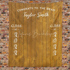 Lofaris Personalized Rustic Wood Fabric Graduation Backdrop