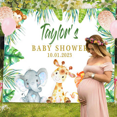 Lofaris Personalized Safari Animal Baby Shower Backdrop Banner