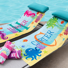 Lofaris Personalized Sea Animals Name Beach Towel For Kids