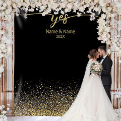 Lofaris Personalized She Said Yes Black Backdrop Decor Banner