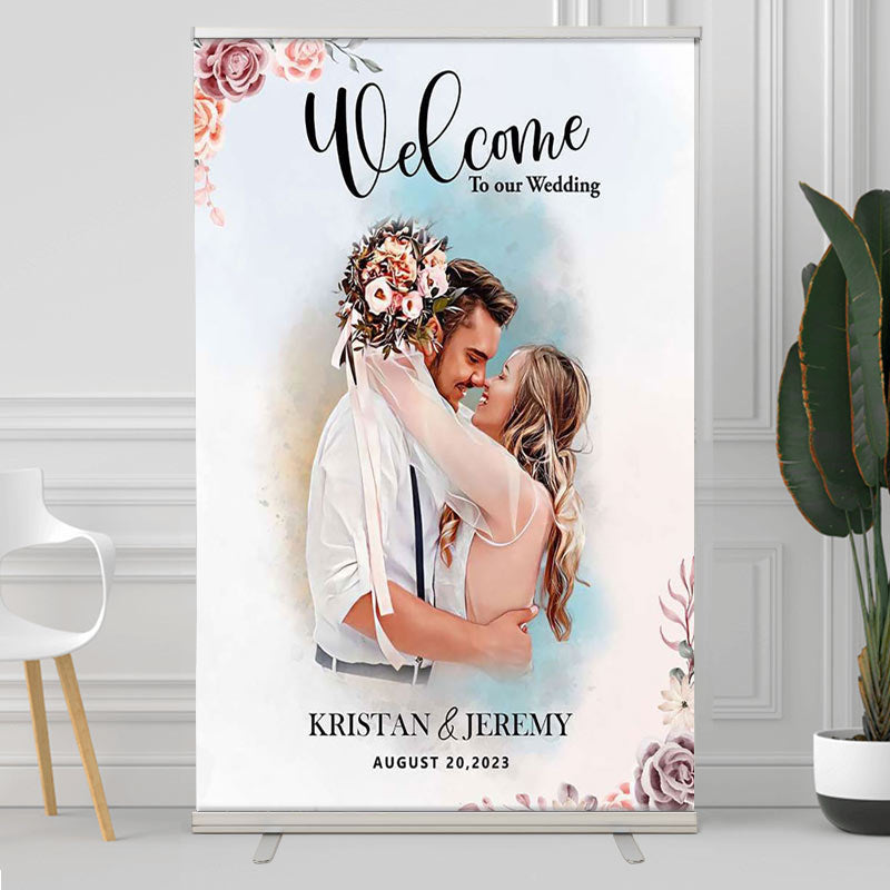 Lofaris Personalized Simple Floral Sweet Wedding Welcome Sign