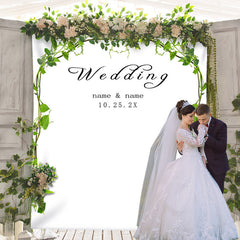 Lofaris Personalized Simple Green Leaf Wedding Backdrop Banner