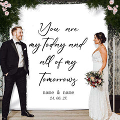 Lofaris Personalized Simple Rustic Wedding Backdrop Banner