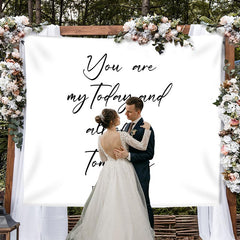 Lofaris Personalized Simple Rustic Wedding Backdrop Banner