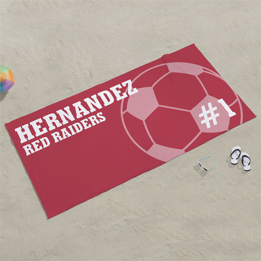 Lofaris Personalized Soccer Sport Summer Swimming Beach Towel