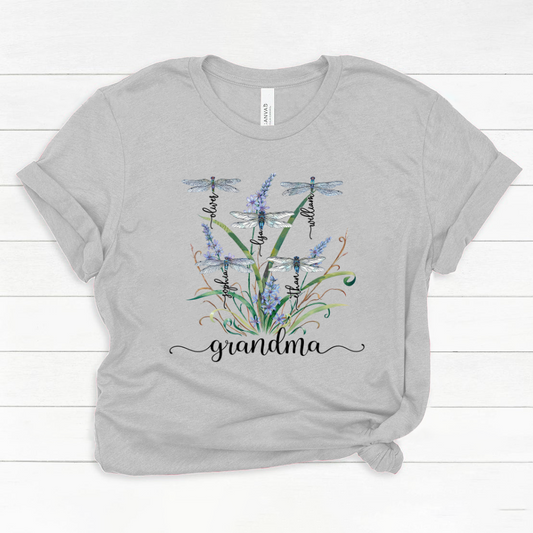 Lofaris Personalized Summer Dragonfly Family Flower T-Shirt