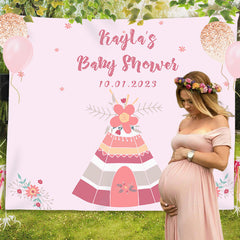 Lofaris Personalized Teepee Sign Baby Shower Backdrop Banner