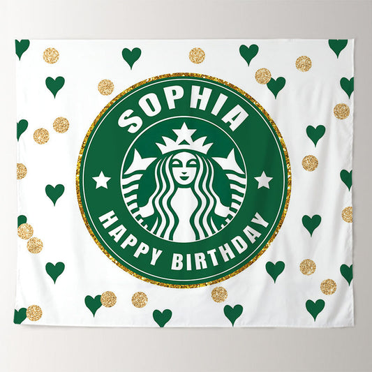 Lofaris Personalized Text Coffee Theme Birthday Backdrop