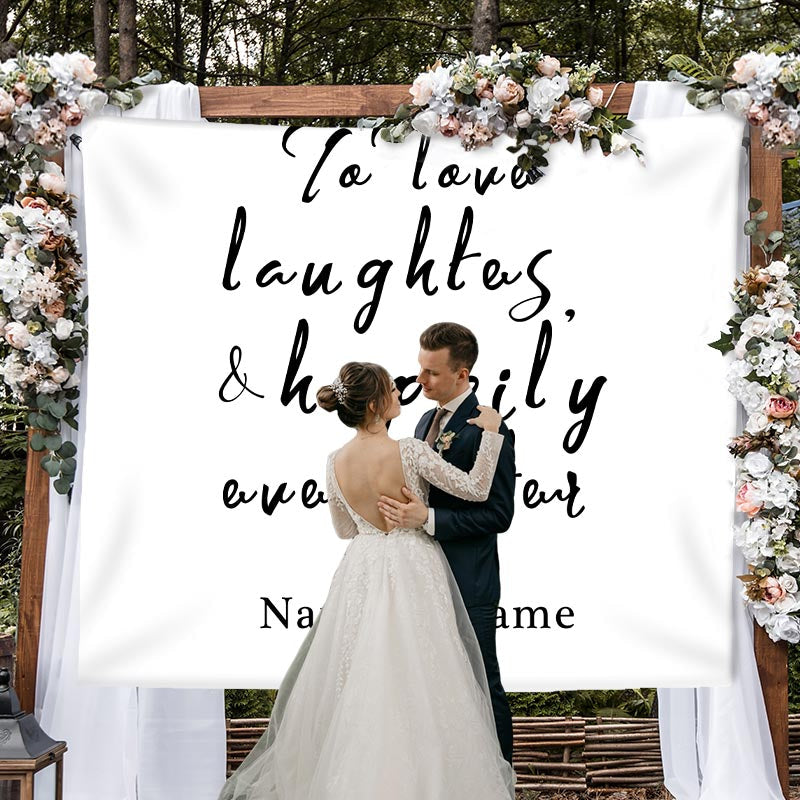 Lofaris Personalized To Love Laughters Wedding Backdrop Banner
