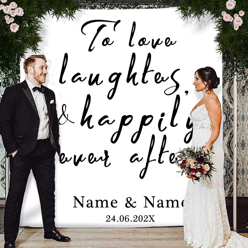 Lofaris Personalized To Love Laughters Wedding Backdrop Banner