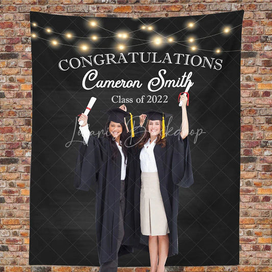 Lofaris Personalized Twinkle Lights Graduation Backdrop Decor
