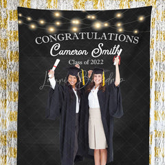 Lofaris Personalized Twinkle Lights Graduation Backdrop Decor