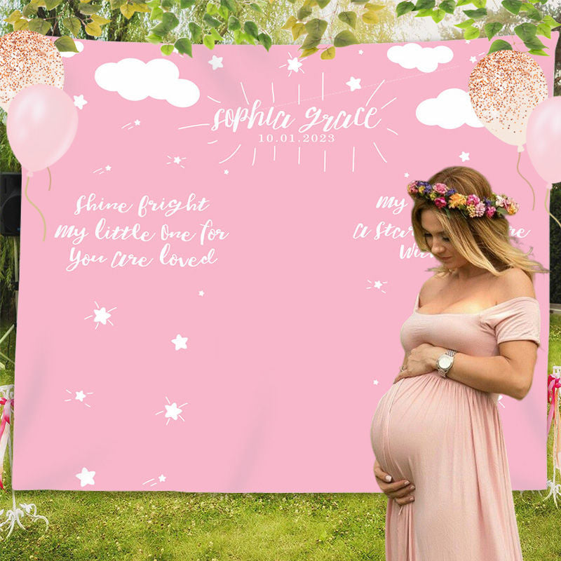 Lofaris Personalized Twinkle Baby Shower Backdrop Banner