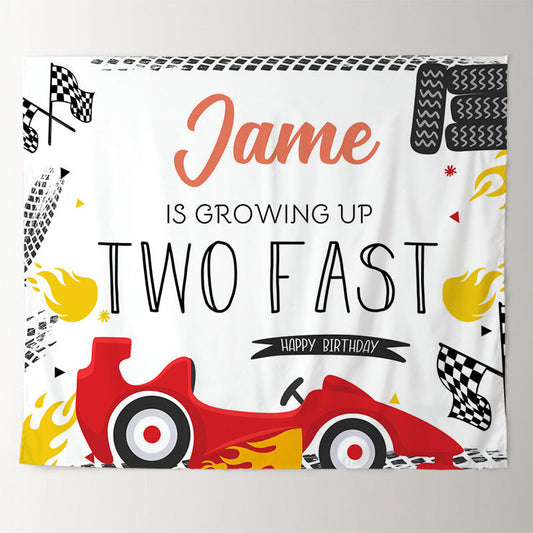 Lofaris Personalized Two Fast Racing Car 2rd Birthday Backdrop