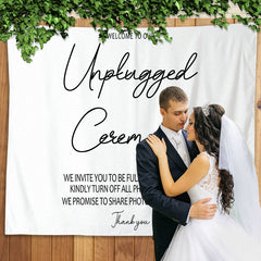 Lofaris Personalized Unplugged Ceremony Sign Wedding Backdrop