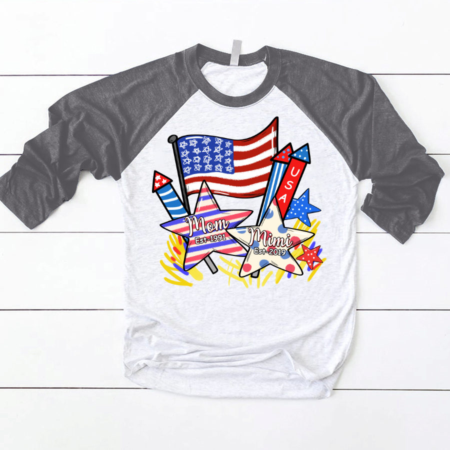 Lofaris Personalized Usa Flag Star Sparks Baseball Shirt