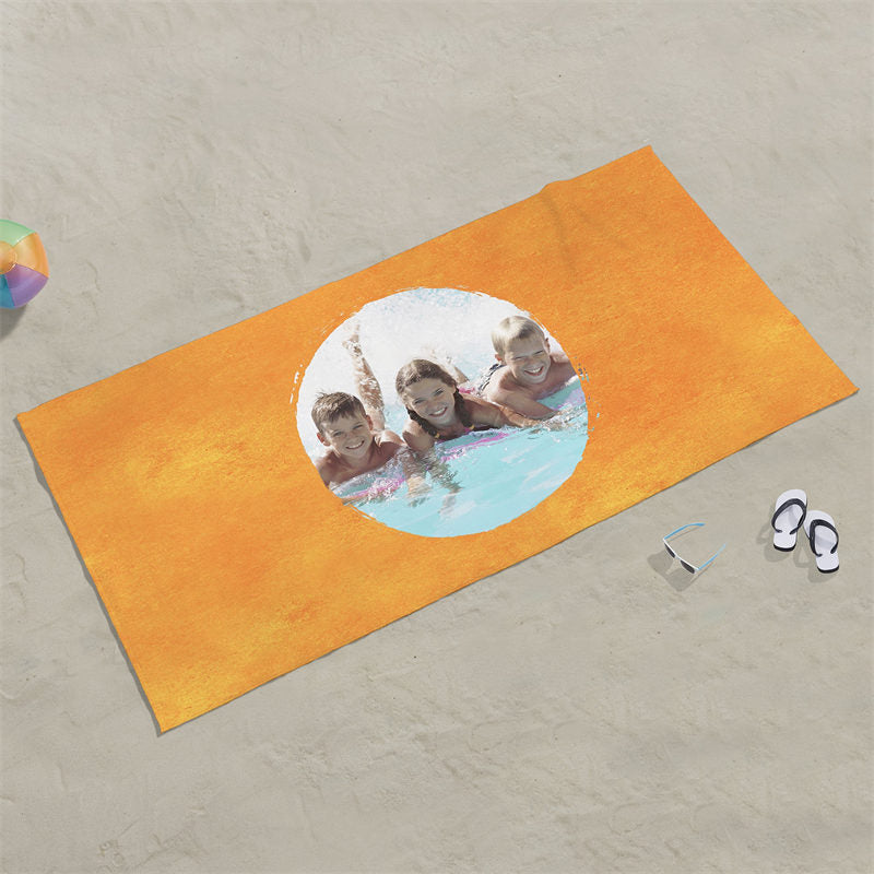 Lofaris Personalized Vibrant Watercolor Beach Towel With Photo