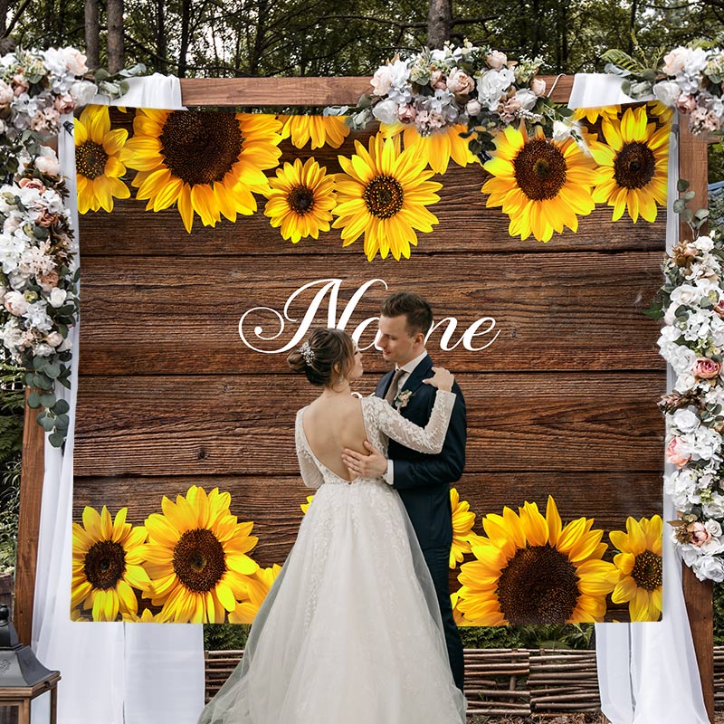 Lofaris Personalized Watercolor Floral Wedding Backdrop