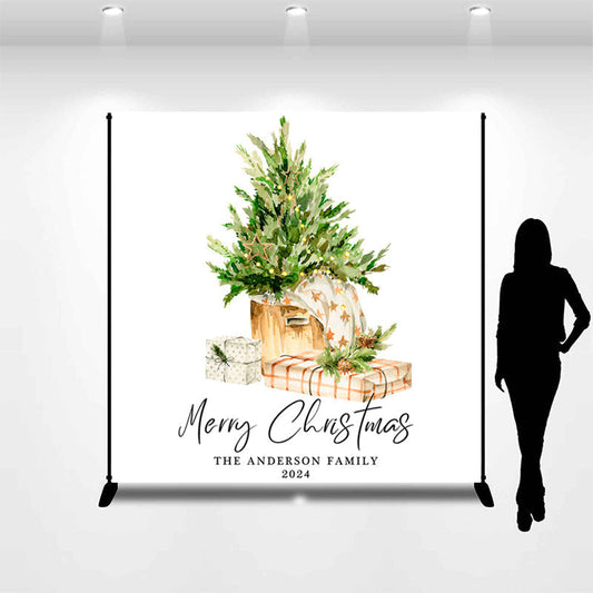 Lofaris Personalized Watercolor Tree Gift Christmas Backdrop