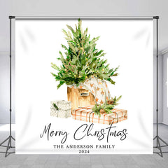 Lofaris Personalized Watercolor Tree Gift Christmas Backdrop