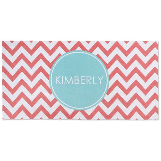 Lofaris Personalized Waves Preppy Chic Two-Tone Beach Towel