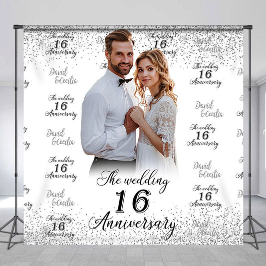 Lofaris Personalized Wedding Anniversary 16 Years Backdrop