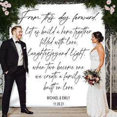 Lofaris Personalized Wedding Vows Backdrop Decor Banner