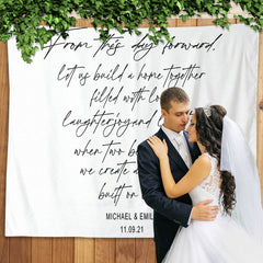 Lofaris Personalized Wedding Vows Backdrop Decor Banner