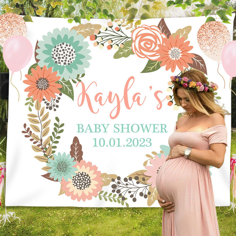 Lofaris Personalized Welcome Baby Boho Flower Shower Backdrop