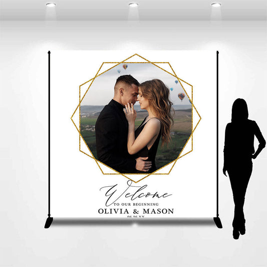 Lofaris Personalized Welcome To Our Beginning Wedding Backdrop