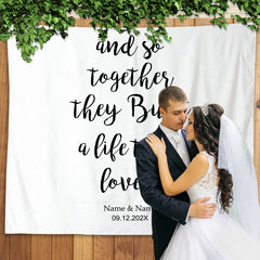 Lofaris Personalized White Built Life They Loved Wedding Backdrop