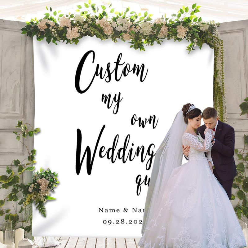 Lofaris Personalized White Wedding Backdrop Banner