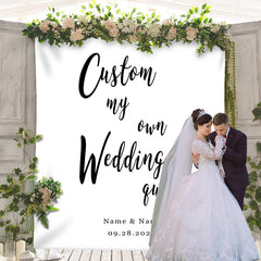 Lofaris Personalized White Wedding Backdrop Banner