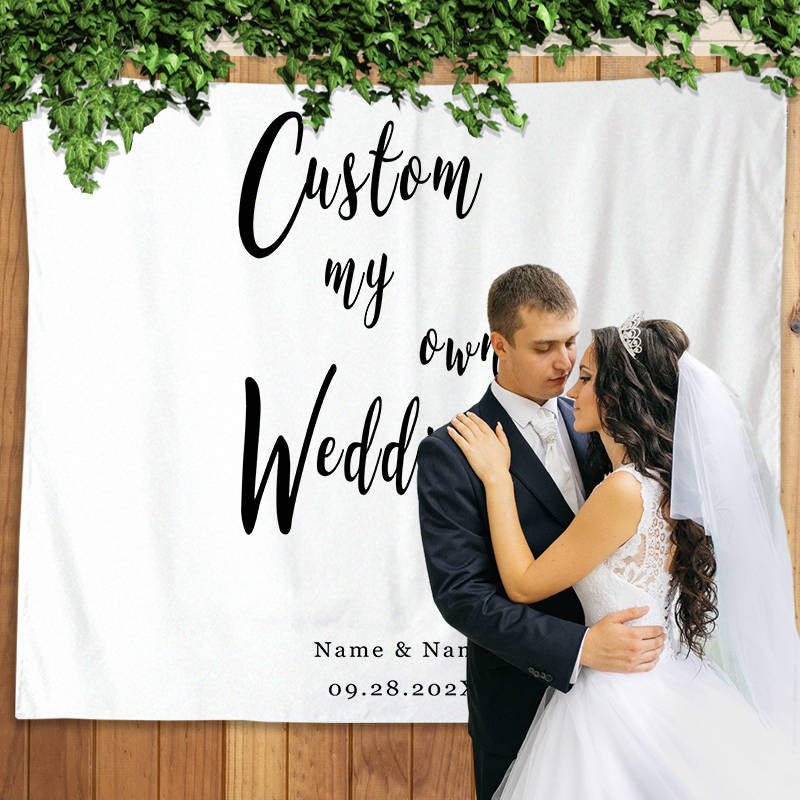Lofaris Personalized White Wedding Backdrop Banner