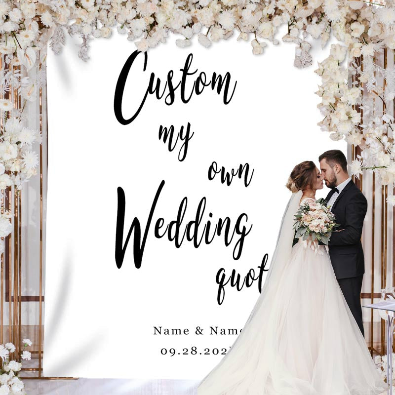 Lofaris Personalized White Wedding Backdrop Banner