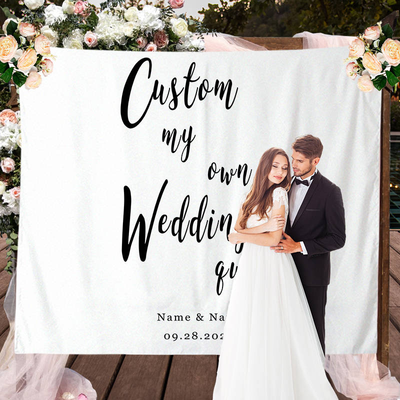 Lofaris Personalized White Wedding Backdrop Banner