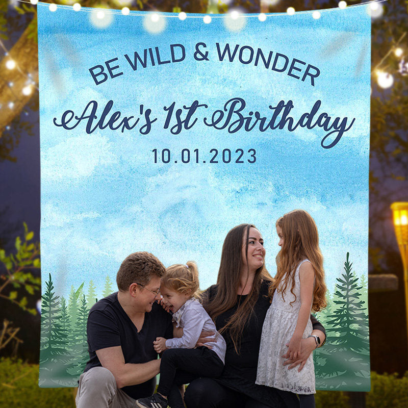 Lofaris Personalized Wild Wonder Birthday Backdrop Banner