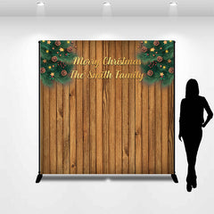 Lofaris Personalized Wood Plank Pine Trees Christmas Backdrop