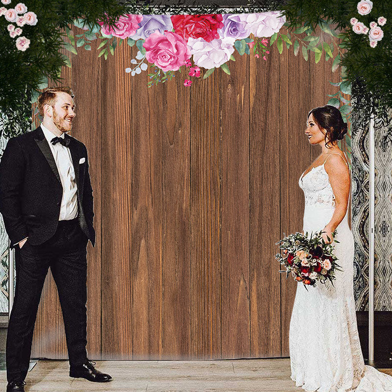 Lofaris Personalized Wooden Floral Wedding Backdrop Banner
