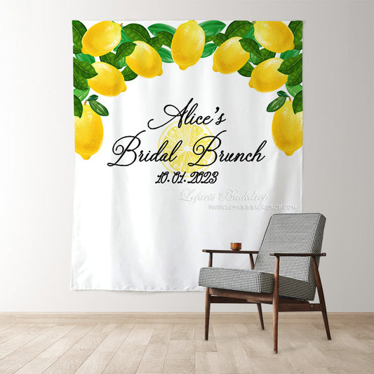 Lofaris Personalized Yellow Lemon Sign Bridal Shower Backdrop