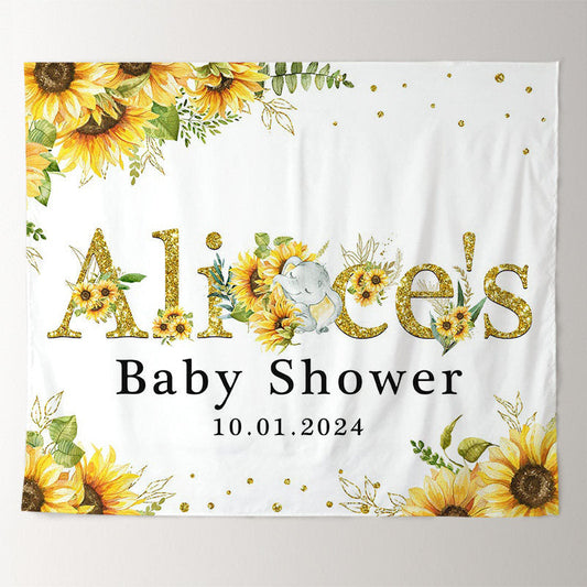 Lofaris Personalized Yellow Sunflower Baby Shower Backdrop