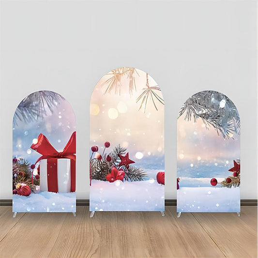 Lofaris Pine Leaves Snow Gift Stars Bokeh Arch Backdrop Kit