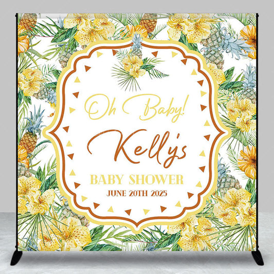 Lofaris Pineapple Floral Spring Custom Baby Shower Backdrop