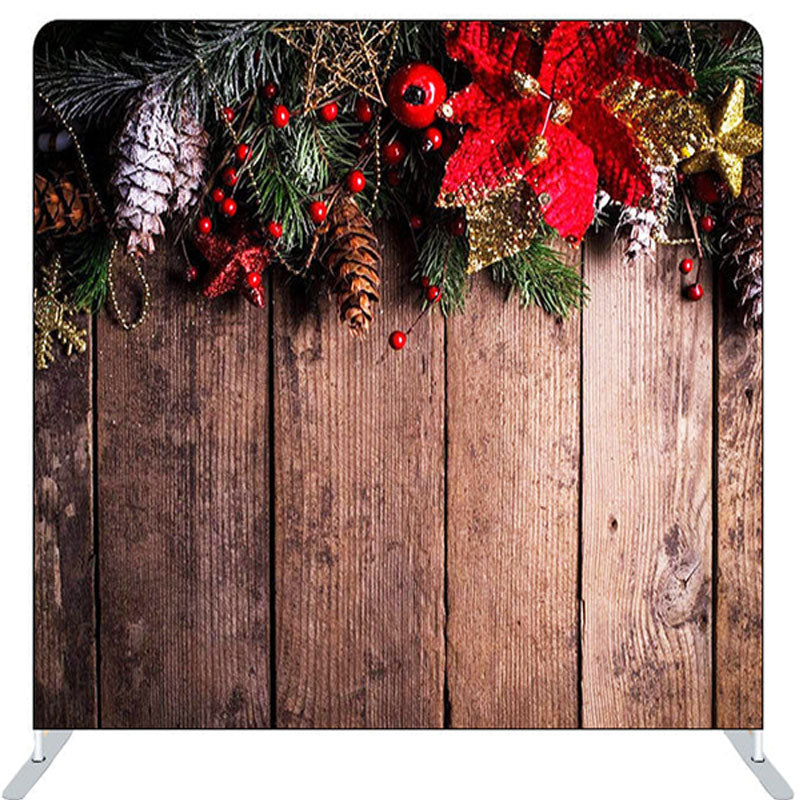 Lofaris Pinecone Flower Wooden Board Christmas Backdrop