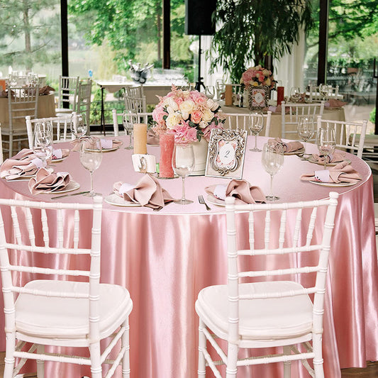 Lofaris Pink 108 GSM Smooth Satin Banquet Round Tablecloth